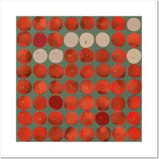 Red Apple pattern on green 2 Posters and Art